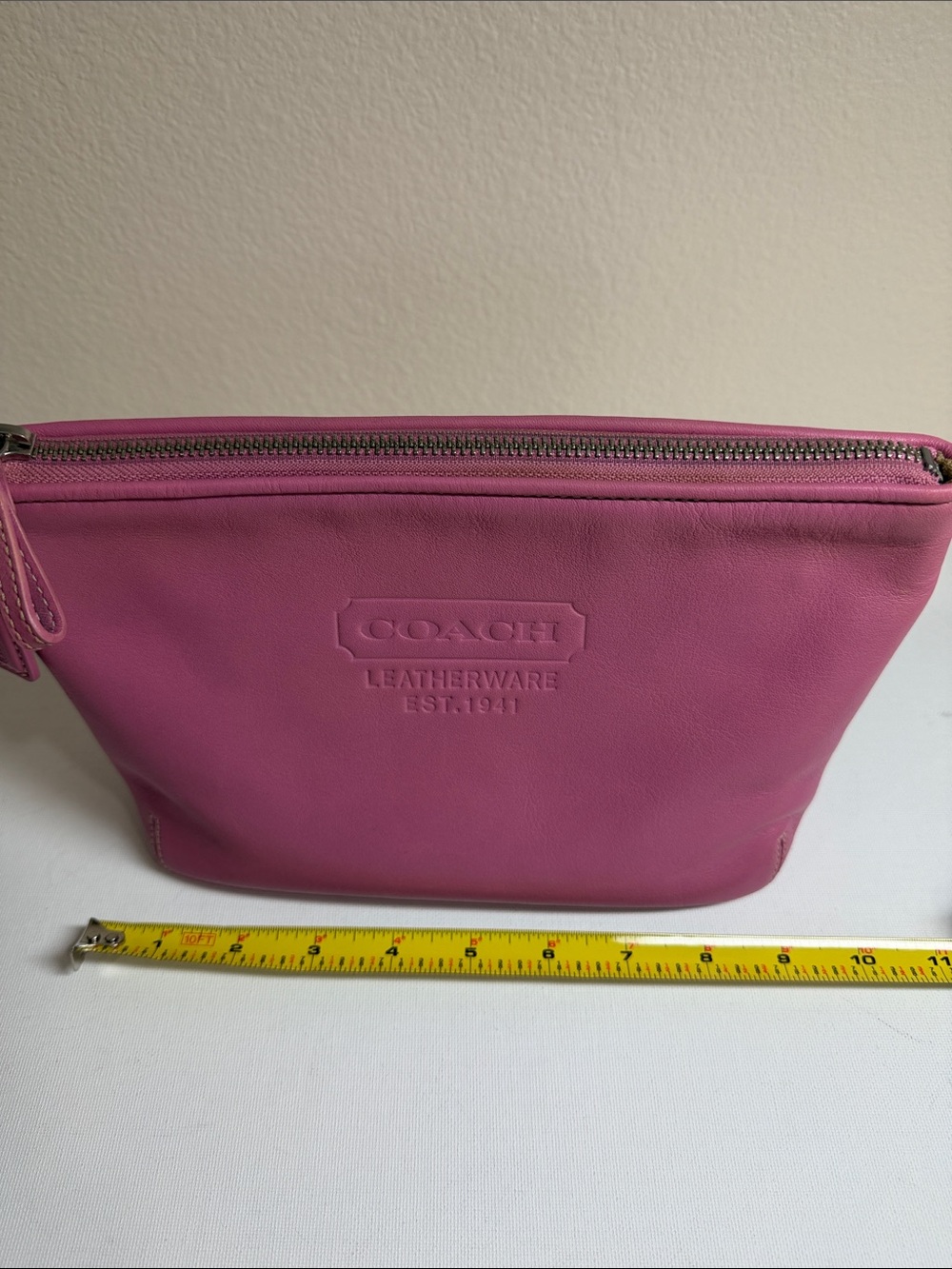 Coach Pink Leather Cosmetic Pouch - Picture 2 of 14